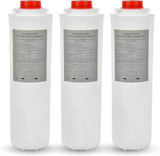 51300C Filters, Replacement for Elkay EWF3000 51300C Filter By NSF/ANSI 42 Certified, Compatible With Ezh2o Filter Replacement Bottle Stations, 3000 Gallon High Capacity 3 Packs (No Chip)