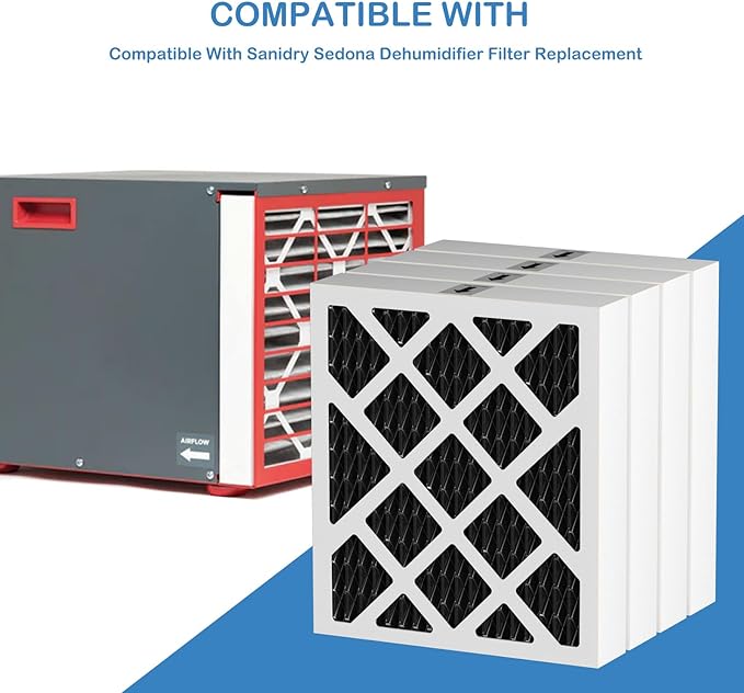 PN07126 MERV 13 Dehumidifier Carbon Filter Replacement Compatible with Sanidry Sedona Dehumidifier PN07126 Replacement Filter, 4 Pack Black