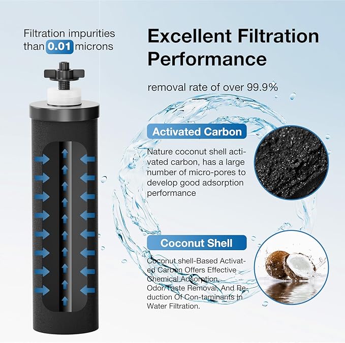 NSF/ANSI 42&372 Certified Replacement Filter Elements,Replacement for Berkey® BB9-2® Black Filters Elements ProOne® Big+ or Berkey® Big+ Gravity Water Filter System (2 Pack)