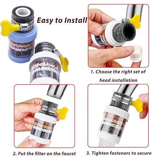 4 Pack Faucet Mount Filters,Faucet Water Filter for Kitchen,Purifier Kitchen Tap Filtration for Kitchen Bathroom with Activated Carbon Removes Chlorine Fluoride Heavy Metals Hard Water (Random Color)