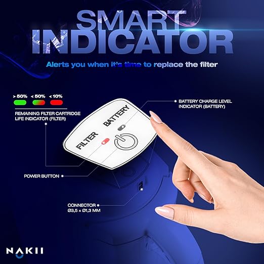 Water Filter Pitchers, 10 Cup Advanced Tap Water Aqualen Filtration Technology, Smart Pitcher with Filter Alert, BPA Free Tritan Plexiglass, 1 Filter Cartridge, Nakii by Aquaphor