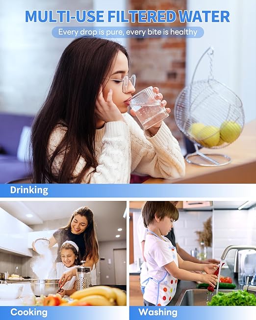 Reverse Osmosis Water Filter System, 800 GPD Fast Flow, 3:1 Pure to Drain, Tankless Under Sink Dual RO Water Filter System, Reduce PFAS & TDS, Smart LED Faucet, by DESENRUIS