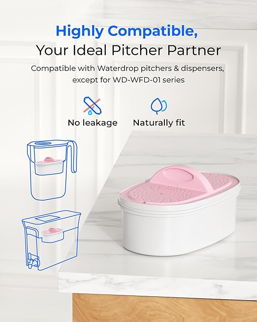 [Original] Waterdrop Magnesium Replacement Filters for All Waterdrop Pitcher and Dispenser, Reduces Chlorine, Odors, Improved Coffee Taste, Last Up to 2 Months or 100 Gallons (3 Packs)