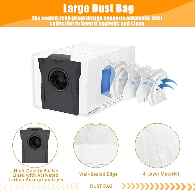 Accessories Kit for Dreame X50 Ultra Vacuum Cleaner, 1Set Main Brushes, 4 HEPA Filters, 4 Mop Pads, 6 Vacuum Bags, 6 Side Brushes, 1 Cleaning Brush, 1 Screwdriver, 24 Pack Replacement Parts