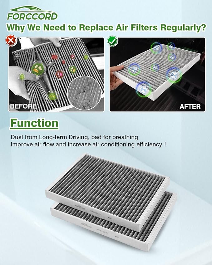2-Pack Cabin Air Filter Fits for BMW X5 X6 X7 (2019-2025 2026); 530I 540I 530E (17-23), 740I 750I 750Li xDrive (16-22) Activated Carbon Cabin Filter Replacement 64115A1BDB6 Car Accessories
