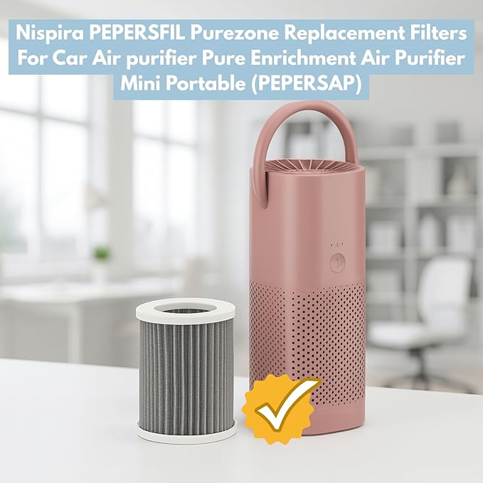 Nispira PEPERSFIL Purezone Replacement Filters For Car Air purifier Pure Enrichment Air Purifier Mini Portable (PEPERSAP) 3-in-1 Activated Carbon, 2 Packs