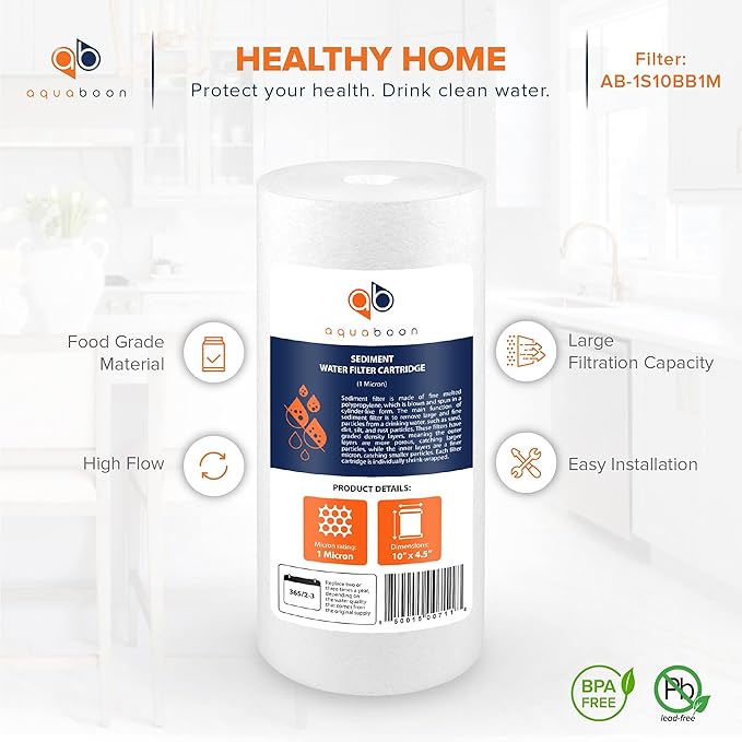 Aquaboon Whole House 1 Micron Water Filter 10 x 4.5 Against Sediment Water Filter Cartridge Replacement Compatible with DGD-5005, AP810, 20-Pack