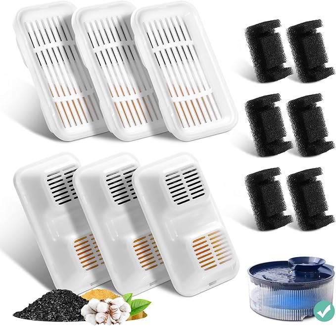 12 Pack Replacement Filters for 169oz/5L Dog Fountain, Multiple Filtration Dog Water Fountain Filter, Pet Fountain Filter, Cat Water Fountain filter Replacement