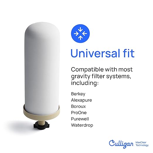 Culligan with MaxClear Technology 2.25 Gallon Gravity Water Filter System, Polished Countertop Ceramic Water Filter NSF/ANSI Certified to Reduce Lead, Microplastics & Total PFAS, with 1 Filter