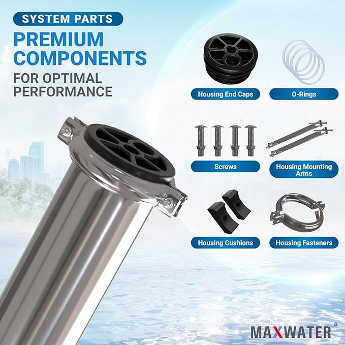 Max Water - Heavy Duty - Reverse Osmosis 4040 Membrane Housing - 4" x 40" good for industrial use - 4040 housing
