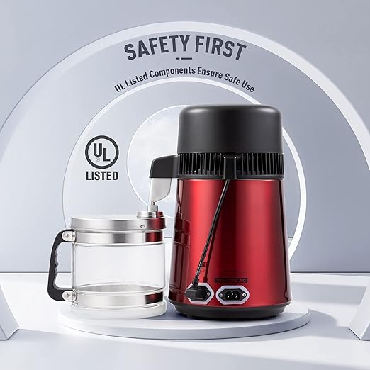 CO-ZWater Distiller, Stainless Steel Distilling Pure Water Machine for Home Countertop Table Desktop, 4 Liter Water Purifier to Make Clean Water for Home, 4 Liter Distilled Water Making Machine