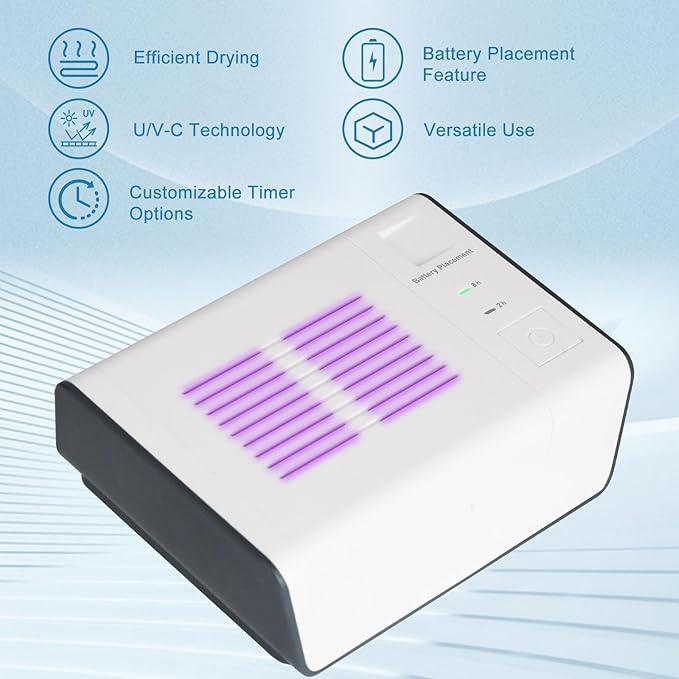 T55 Dehumidifier Cleaning Kit with U/V-C Light, Constant Temperature 95-113°F Drying, Compatible with Hea/ring Ai/ds, Airpods, Wireless Ea/rbuds, Ea/r molds, Bluetooth Devices