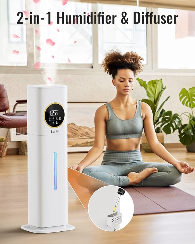 Humidifiers for Bedroom, 2.1Gal/8L Humidifier large room with Essential Oil Diffuser, Night Light, Top Fill Whole House Cool Mist Humidifiers for Plants Baby Kids Adults Greenhouse(White)