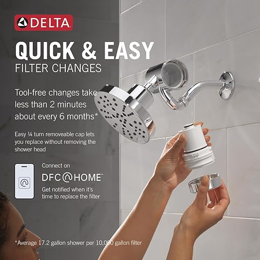 Delta Faucet Clarifi Premium Shower Filter Attachment Chrome with Additional Filter Cartridge