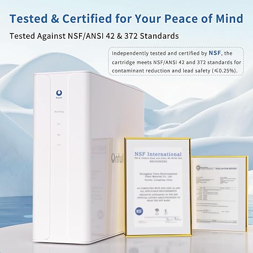 Ontulor S3OP Reverse Osmosis System 9 Stage Water Filter - Under Sink RO Water Filtration System NSF/ANSI 42 & 372 Certified 75 GPD Smart LED Reminder TDS Meter Included