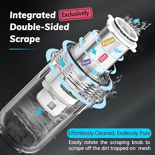 40 Micron Spin Down Sediment Filters With Scraper, Disassembly-Free Sediment Filter, Reusable Whole House Water Filter System for City/Well Water, 1" MNPT + 3/4" FNPT + 3/4"MNPT, BPA Free