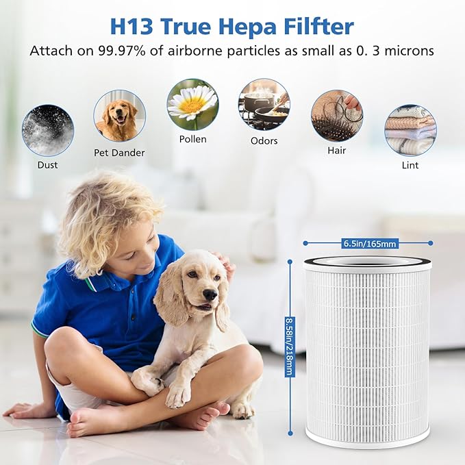 True HEPA KILO Filter For Afloia KILO, KILOPLUS, KILOPRO, MIRO, MIRO PRO and for MORENTO MR-Kilo, Kalo Air Purifier, 360° 3-Stage Filtration for Home Bedroom Large Room Odor Dust Pollen Smoke, 2 Pack