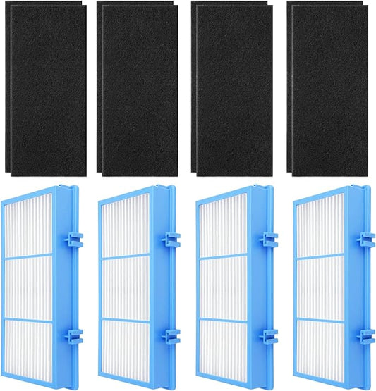 HAPF30AT-Total Air HEPA Type Filter Replacement for Holmes AER1 Air Purifier, Compatible with HAPF300AH-U4R and HAP242-NU, Funmit 4 True HEPA Filters & 8 Activated Carbon Pre-Filters, Blue