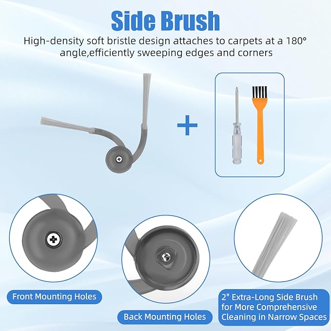 20 Pack Replacement Parts Compatible with Roborock Saros10R Robot Vacuum Cleaner,Parts Include:1 Dual Main Brush,5 Side Brushs,4 Hepa Filter,4 Mop Cloth,4 Dust Bag,1 Cleaning Brush&1 Screwdrive