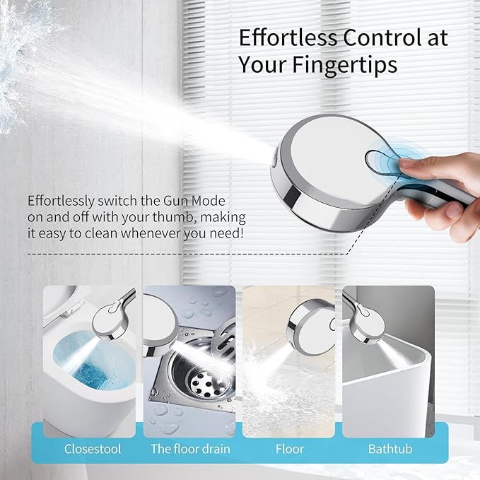 Filtered Shower Head with Handheld, 9 Spray Mode High Pressure Shower Head with 4 Filters, Hard Water Filter Showerhead - Remove Chlorine, Chrome