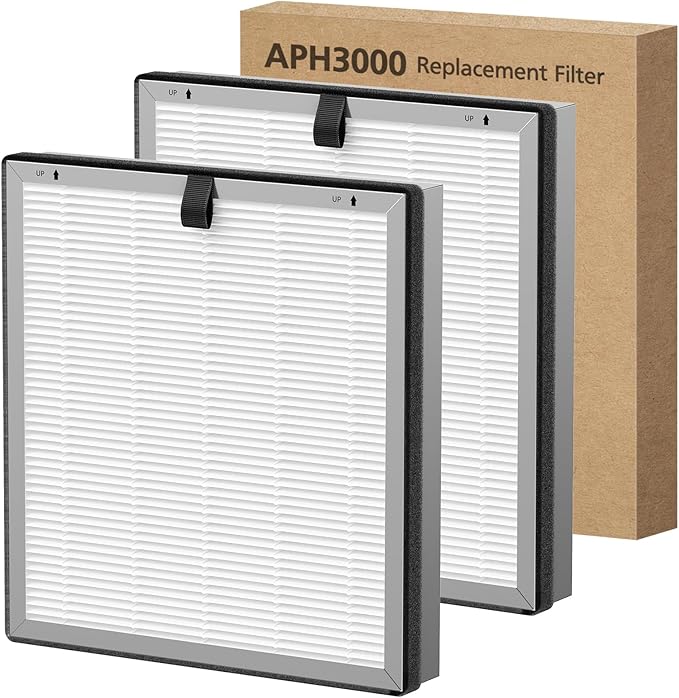 APH3000 Replacement Filter Compatible with KNKA APH3000 Air Purifi-er, 3-IN-1 HEPA and Activated Carbon Filter for Dust Pollen Pet Dander Odor Smoke, 2 Pack