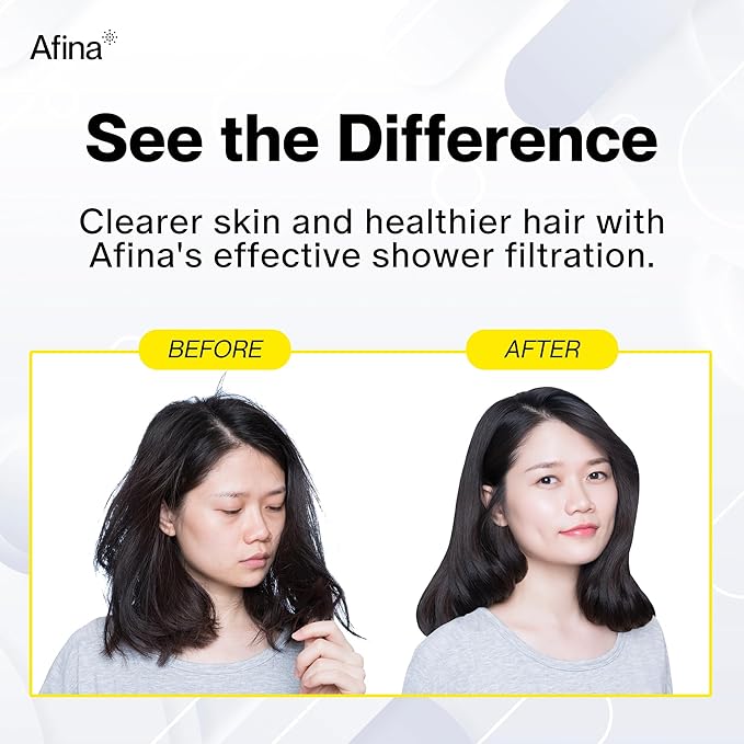 Afina Shower Filter - Shower Head Filter for Hard Water | High Pressure Shower Water Filter - Improves Skin & Hair by Removing Chlorine & Heavy Metals, Transform Your Shower Head with Filters (Black)