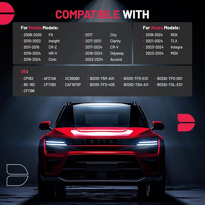BDFHYK CF11182 Cabin Air Filter w/Activated Carbon Compatible with Acura Integra RDX TLX MDX, Compatible with Honda Accord CR-V HR-V Civic Odyssey Clarity City CR-Z Fit Insight