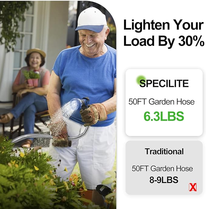 150ft 304 Stainless Steel Garden Hose Metal, Heavy Duty Water Pipe with Nozzles for Yard, Outdoor - Flexible, Never Kink & Tangle, Puncture Resistant (Sliver)