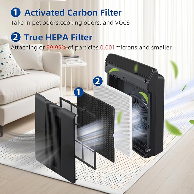 116130 Replacement Filter H for Winix 5500-2 5510 AM80 Air Purifier, 2 Pack H13 TRUE HEPA and Activated Carbon Filter by APPLIANCEMATES