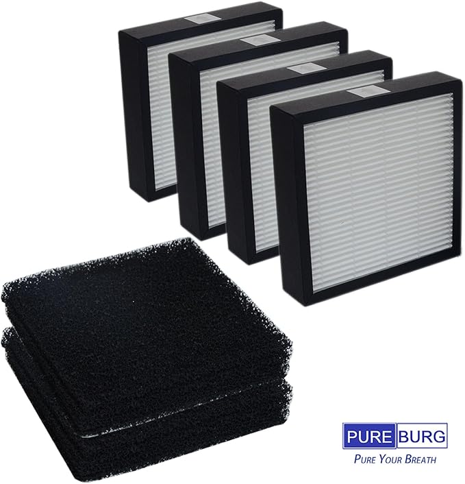 PUREBURG Replacement Filter Set Compatible with VCK LE-AP001 Air Purifier,4-Pack H13 HEPA Air Clean Dust VOCs Odor Activated Carbon