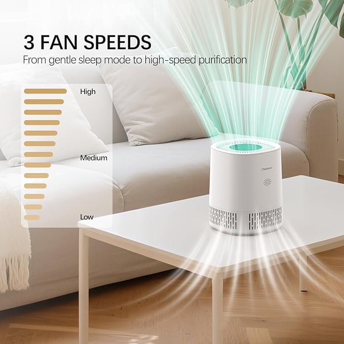 Chuboor Air Purifiers for Home Bedroom, H13 True HEPA Filter Air Cleaner for Pets Office desktop Living Dorm Room Smoke Kitchen, Auto Mode, Sleep Mode, PJ01A, White