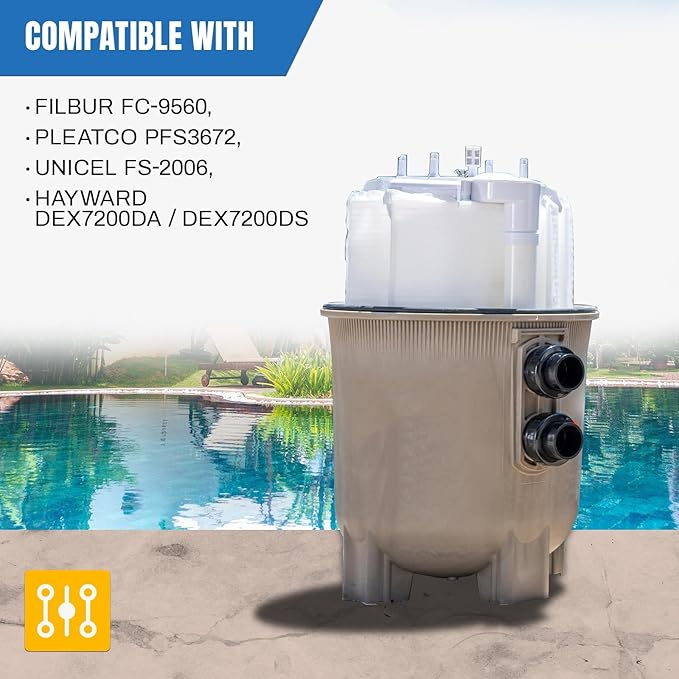 PFS3672 DE Grid Filter Compatible with FC-9560, FS-2006, DEX7200DA, DEX7200DS, 72 Sq.Ft DE Grid Swimming Pool Filter Cartridge, 7 Full + 1 Partial
