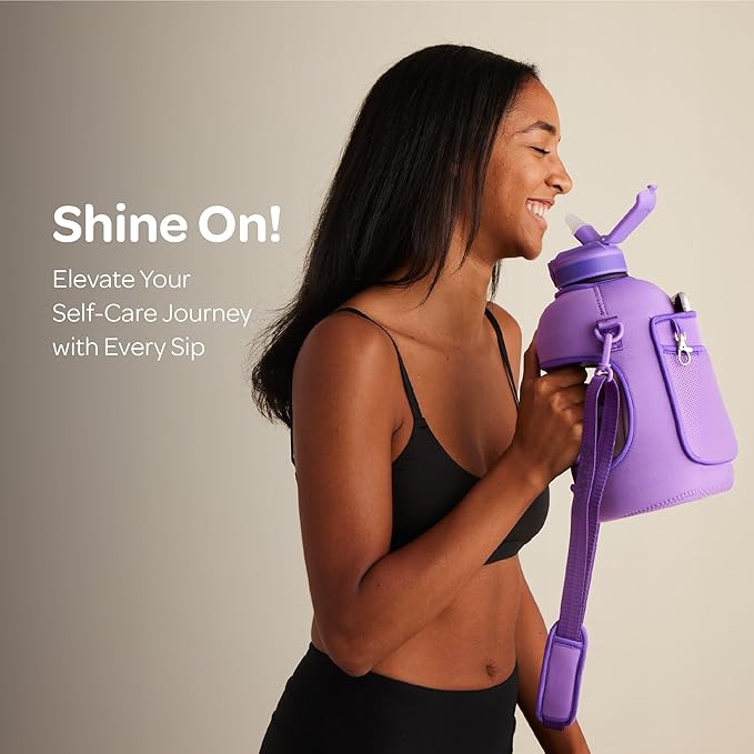 Hydracy Water Bottle with Time Marker -Large BPA Free Water Bottle & No Sweat Sleeve -Leak Proof Gym Bottle with Fruit Infuser Strainer & Times to Drink -Ideal for Fitness Sports & Outdoors