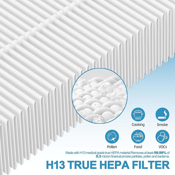 4 Pack HAP602 Replacement Filter for ECOSELF HAP602/HAP602WF Air Purifier, 3-IN-1 Filter Replacement, High-Efficient & Activated Carbon Filter for Home