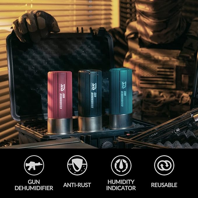 SILENT DRY Cordless Gun Safe Dehumidifier – Reusable Mini Dryer for up to 40L – Fast Rechargeable & Moisture Removal for Guns, Closet, Cabinet, Camera, up to 40L Safe, Shotgun Jr. – RED (1 Pack)