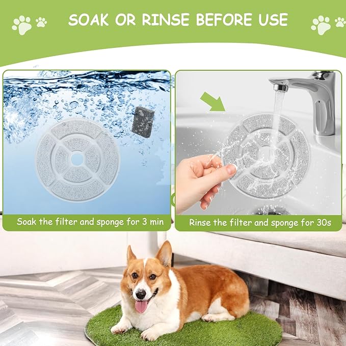 12 Pack 7" Activated Carbon Filters for SIBAYS 2.5Gal/9.5L Large Cat Water Fountain(FS68),18CM Larger Filter for Kastty 9L Large Dog Water Fountain,Food Grade,4 Layers Filtration,12 + 12 Pump Filters