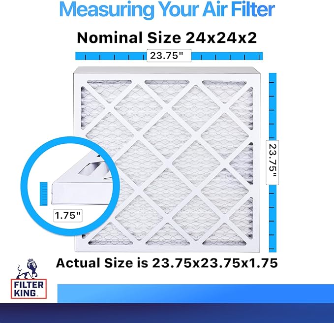 Filter King 24x24x2 Air Filter | 4-PACK | MERV 8 HVAC Pleated A/C Furnace Filters | MADE IN USA | Actual Size: 23.75 x 23.75 x 1.75"