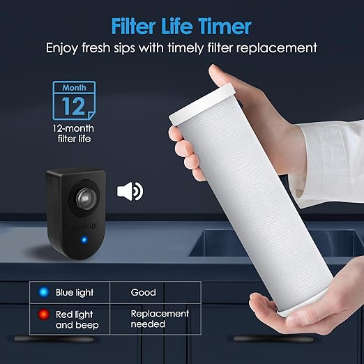 Waterdrop AS13 Under Sink Water Filter System, Reduces Lead, Chlorine, Bad Taste & Odor, PFAS, NSF/ANSI 42 Certified, No Drilling Required 6 Stage Stainless Steel Under Sink Water Filtration System