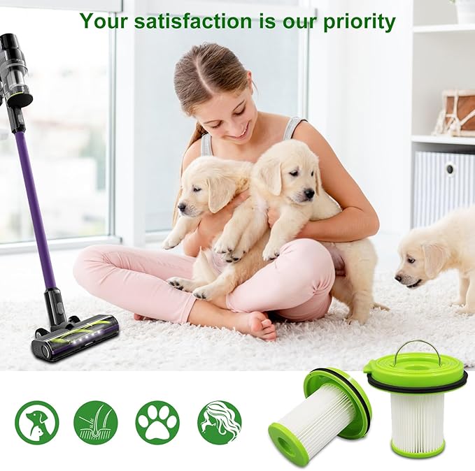 4 pack CleanView XR Pet Vacuum Features Filter Compatible With CleanView XR Pet 300W Lightweight Cordless Vacuum 3797V and 3789U, Part Number: 1638010