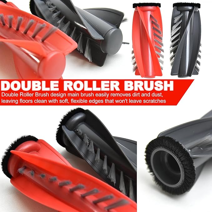 Accessories Replacement Parts Compatible with Roborock Saros 10 Robot Vacuum Cleaner, 4 Rubber Main Brush, 2 Edge-Hugging mop pad，6 Filters, 6 Dust Bags, 6 Mop Pads, 6 Side Brushes