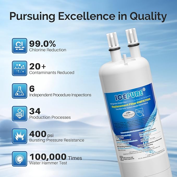 ICEPURE W10295370A Refrigerator Water Filter Replacement for EDR1RXD1, Everydrop® Filter 1, WHR1RXD1, EDR1RXD1B, KAD1RXD1, P4RFWB, 46-9081, 46-9930, 4Pack