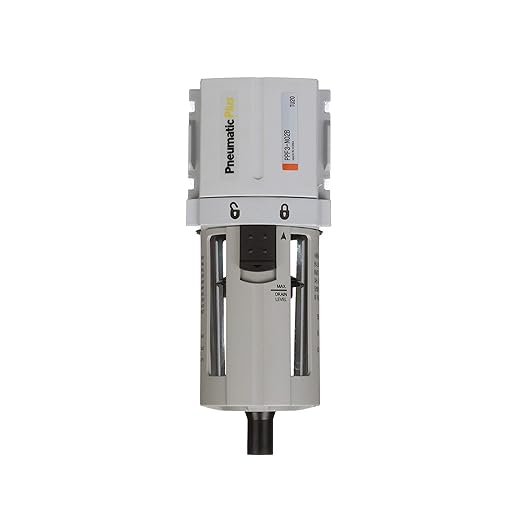 PneumaticPlus PPC3C-N02G Compressed Air Drying System- Particulate Air Filter, Coalescing Filter & Air Pressure Regulator Combo 1/4" NPT (High Flow), Poly Bowl with Guard, Manual Drain