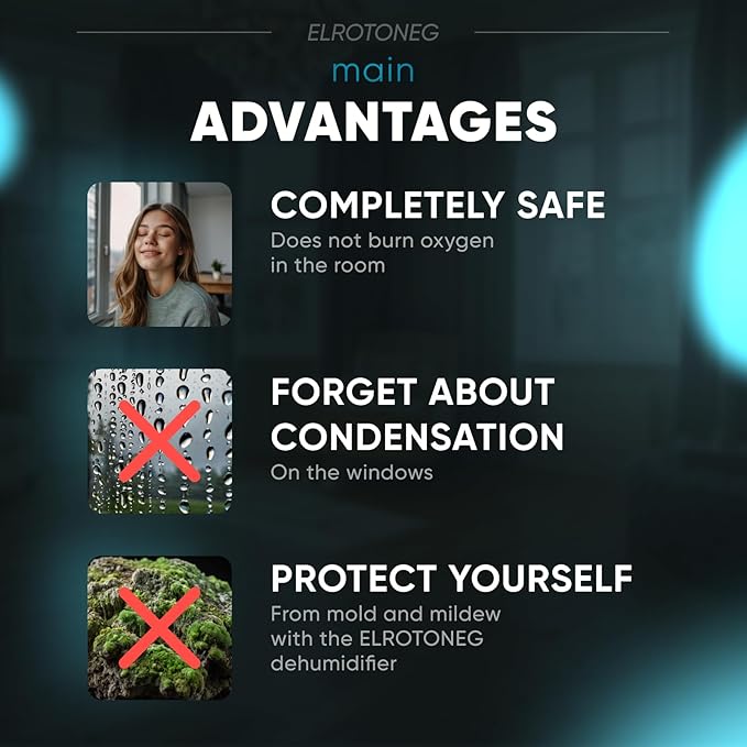 Dehumidifier ELROTONEG, 35 OZ Water Tank (300 sq. ft), Small Dehumidifier for Basement with Auto-Off, Sleep Mode and LED Lighting (Black)