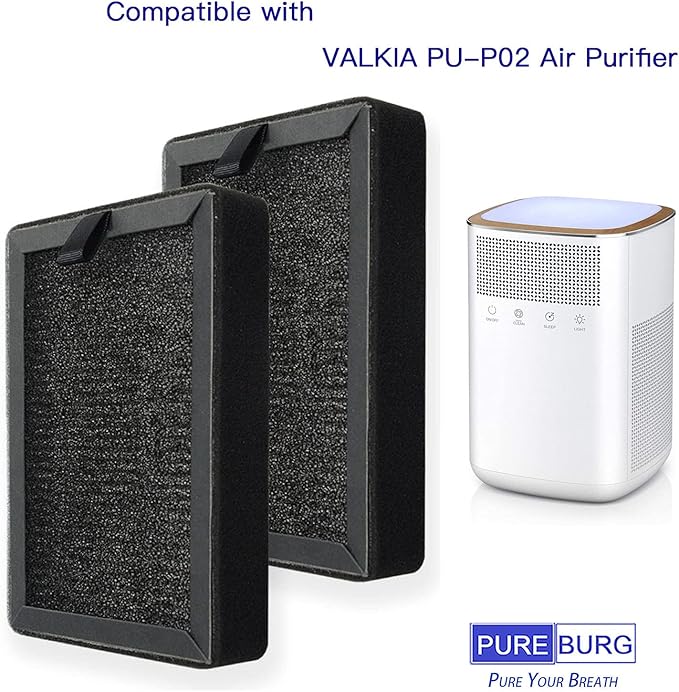 PUREBURG Replacement True HEPA Filters Compatible with VALKIA PU-P02 Air Purifier,H13 4-Stage Filtration Activated carbon 2-in-1 Air Clean Dust VOCs,4-Pack