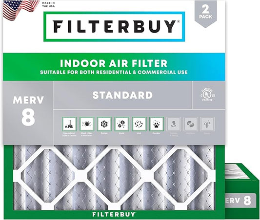Filterbuy 10x10x4 Air Filter MERV 8 (MPR 700) Dust Defense Replacement (2-Pack), Electrostatic Pleated HVAC AC Furnace Filters, Made in USA (Actual Size: 9.50 x 9.50 x 3.63)
