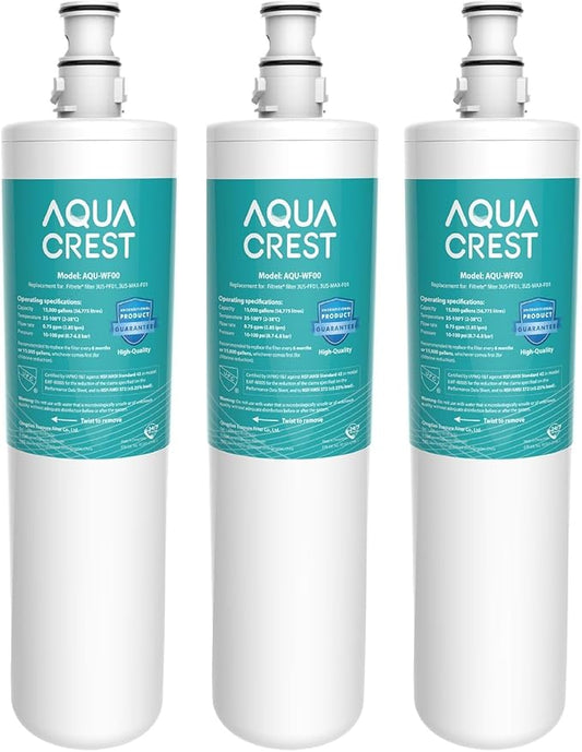 AQUA CREST 3US-PF01 Replacement Filter, NSF/ANSI 42 Certified Replacement for Advanced Filtrete® 3US-PF01, 3US-MAX-F01 Water Filter, Delta RP78702, Manitowoc K-00337, K-00338, HF20 HF25 HF27, 3 Pack