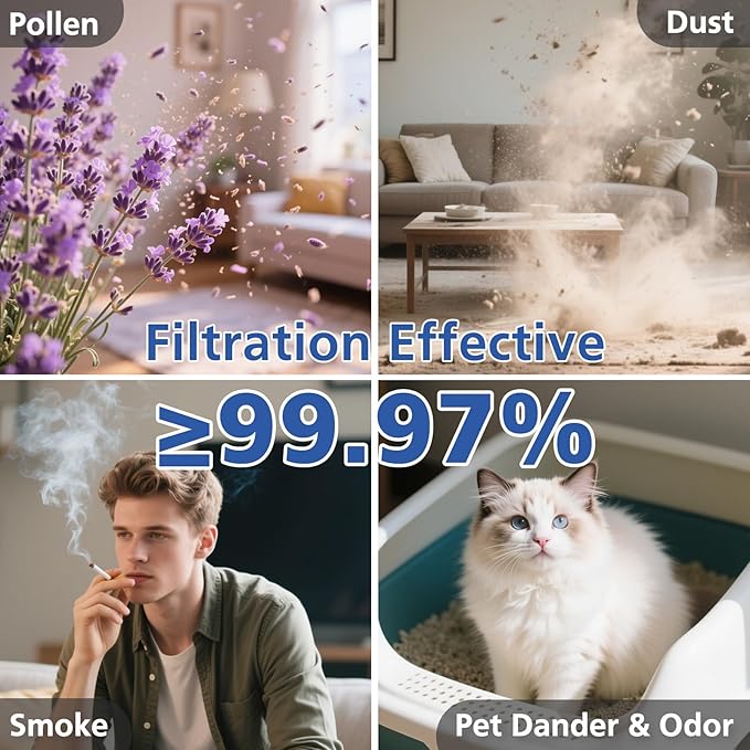 MK0I MK0b TZ-K1 DH-JH01 HEPA Replacement Filter for Tolife TZ-K1, for FreAire KN6391, for Kloudi DH-JH01, for POMORON MJ001H, MJ012H, EPI081/EP1081, for Intelabe EPI080/EP1080 Air Purifier, 2 Pack