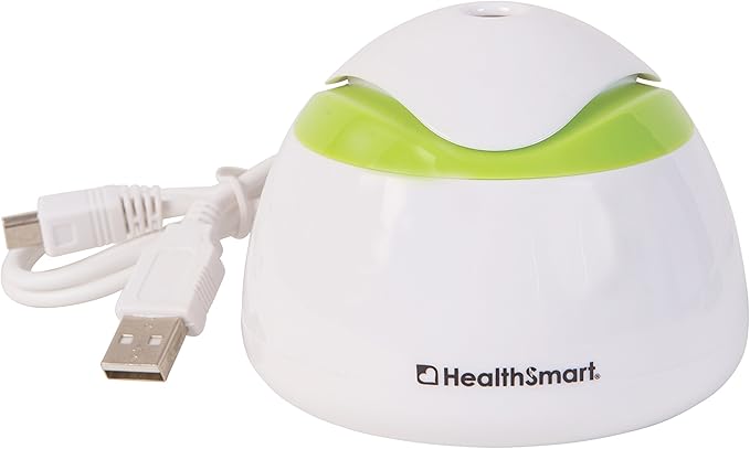 HealthSmart Travel Mate Personal Ultrasonic Small Personal Cool Air Mist USB Compact Travel Humidifier, Relief for Dry Skin, Compact and Personal, Quiet, Filter Free, FSA Eligible Humidifier, White