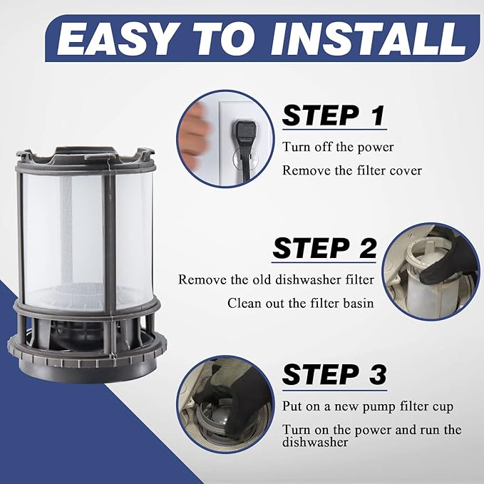 Funmit W10872845 Dishwasher Pump Filter Cup Replacement for Whirlpool Kenmore Amana Kitcheniad Dishwasher Replaces 8579307 AP6030094 W10056425 W10056426 (2025 Update)