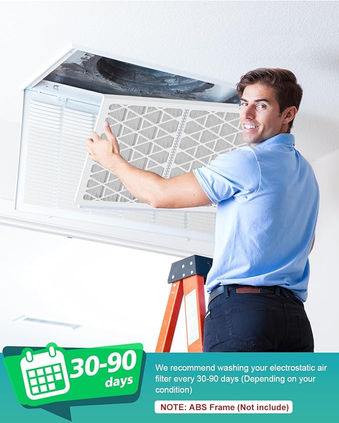 14x14x1 Air Filter Refills, 4 Pack MERV 8 Refills Only for AErovivo Reusable ABS Frame (Not Included)